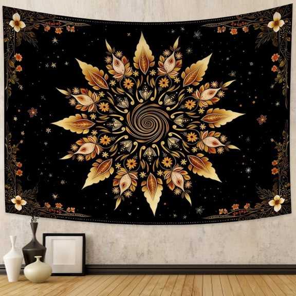 Dashan Boho Mandala Tapestry Wall Hanging,Bohemian Black Green Tapestries for Bedroom Living Room Dorm Decor, 60"Wx50"L