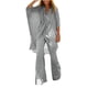 thumbnail image 1 of Conjunto de camiseta y pantalones de manga 3/4 con cuello en V liso de gran tamaño para mujer Wmkox8yi  bvn3026, 1 of 8