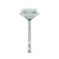 thumbnail image 4 of SuperJeweler 5 1/2 Carat Cushion Cut Created Opal and Halo Diamond Ring In Sterling Silver For Women, 4 of 6
