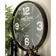 thumbnail image 2 of DecMode Vintage Black/Brown Distressed Finish Wall Clock, 35"D Features "PARIS UNION HOTEL 159 Rue du Bac, FRANCE" Text, 2 of 14