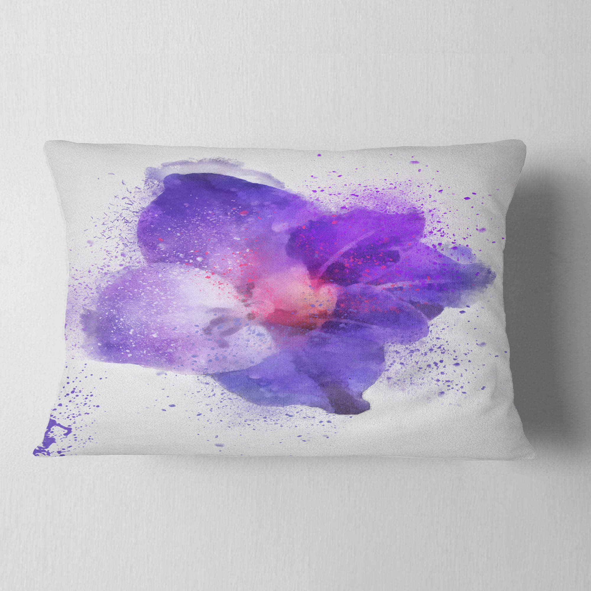 Designart Large Petal Watercolor Blue Flower - Floral Throw Pillow - 12x20