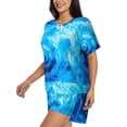 thumbnail image 2 of Kdxio Blue Shell Print Pajamas Sets for Women Short-Sleeved Pjs with Lounge Shorts Two Piece Sleepwear S-4XL, 2 of 8