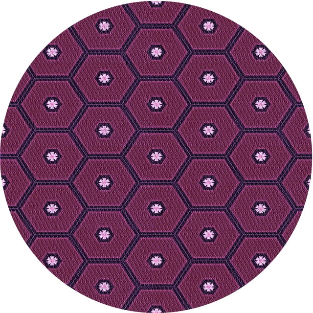 Ahgly Company Tapis d'Intérieur Rond Lavable en Machine Transitionnel Rose Œillet Foncé, 7 Pieds Rond