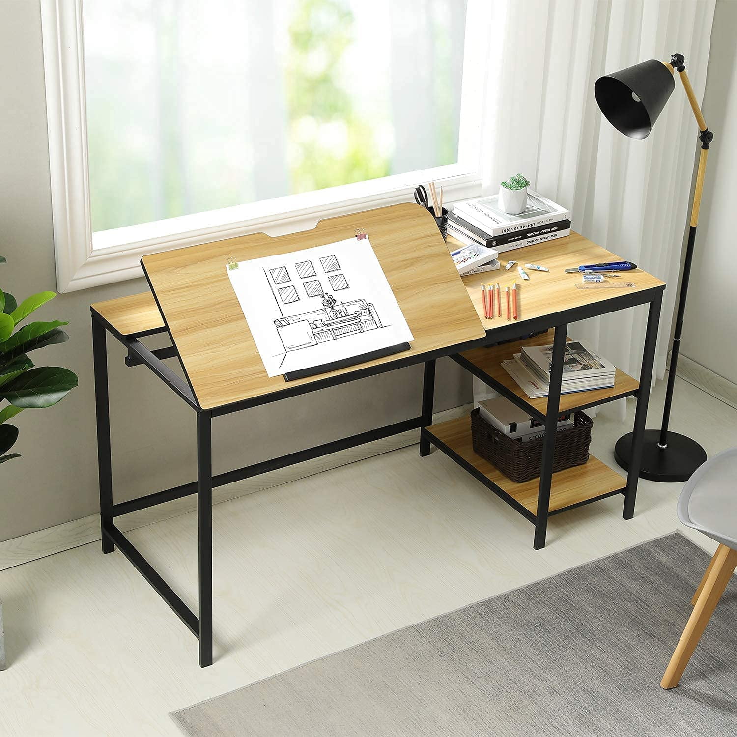 Craft Table for Home Office Adjustable Drafting Draft Drawing Table Artist Desk Tilted Tabletop Art Desk Watercolor Paintings Sketching Work Station Hobby Drawing Drafting