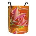 thumbnail image 2 of Balery Orange Flower Psychedelic Round Laundry Basket with Handles Waterproof Freestanding Laundry Hamper for Clothes Toys in the Dorm and Family-Medium, 2 of 8