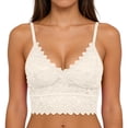 thumbnail image 2 of Jinhomg Women's Lace Padded Bralette Plunge Wireless Longline Bra Breathable Everyday Bras White Free Size, 2 of 9