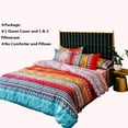 thumbnail image 2 of Bohemian Duvet Cover Queen Colorful Floral Boho Striped Bedding Set Ultra Soft Microfiber Double Duvet Cover Southwestern Indian Tribal Reversible Bedding Exotic Style Decor Boho Comforter Cover, 2 of 5