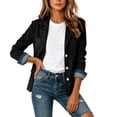thumbnail image 2 of Zivyakyro Button down Blazers for Women Long Sleeve Fall Jackets for Women Plain Casual Faux Leather Loose Outerwear Black S, 2 of 6