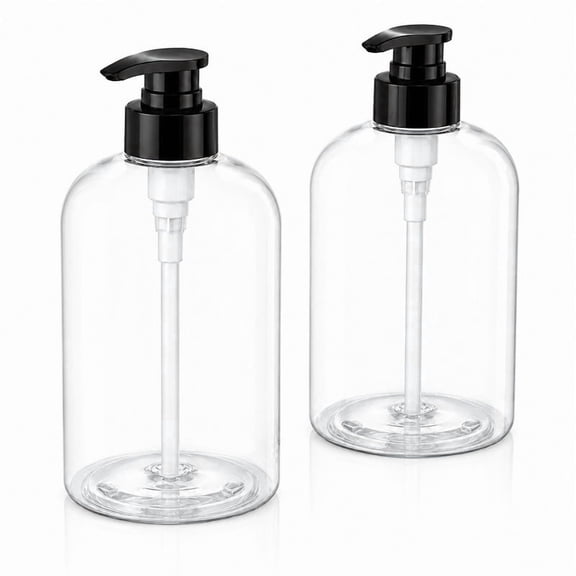 Homivra 2026 New 2 Pack Empty Plastic Pump Bottles Dispenser 16 Oz / 500 Ml Refillable Shampoo Bottles with Pumps Cylinder Shampoo Lotion Hand Pump Bottle Liquid Container for Bathroom Shampoo