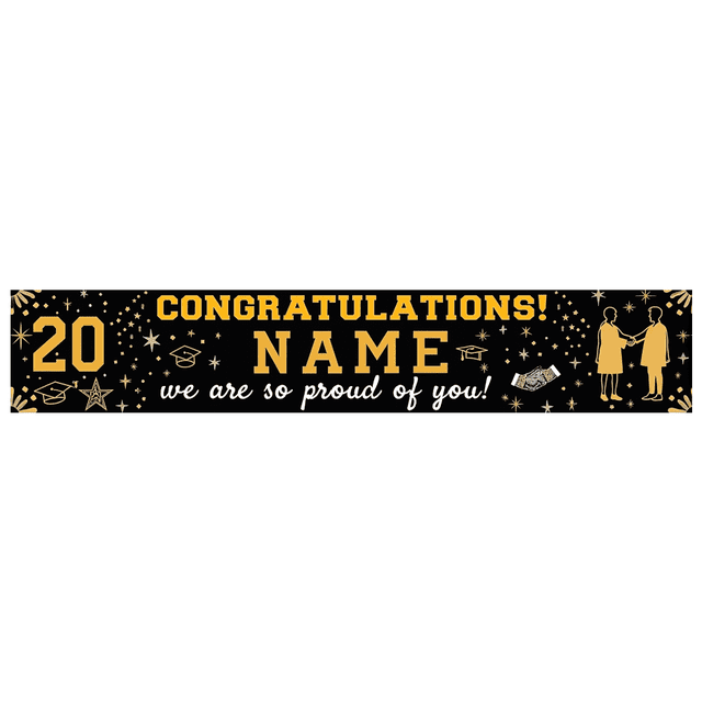 Gold Theme Congratulations Banner Graduation Cap Decorations Stars for Graduation Party Ceremony Event Indoor Celebration
