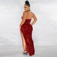 thumbnail image 4 of Prolriy Robe de Cocktail Femme Paillettes Transparentes Couleur Unie Sans Manches Col Robes de Soirée pour Femmes 2025 Nouvelle Année Robe Rouge TG, 4 of 7