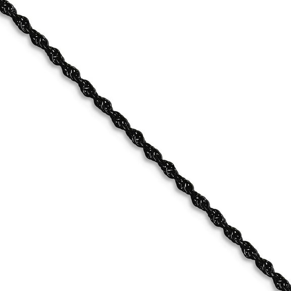 Stainless Steel Polished Black Ip Plated 1.5mm Rope Chain Necklace 22 Inch Chain Necklace for Women and Men