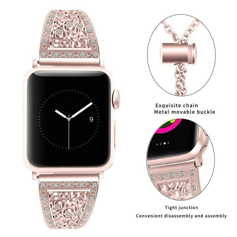 Luxury Diamond Leather Strap For Apple Watch Ultra 49mm 8 7 41mm 45mm Band  For Iwatch Series 6 3 4 5 Se 44 40mm 38 42mm Bracelet - Watchbands -  AliExpress