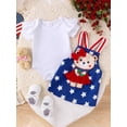thumbnail image 3 of FEORJGP 4th of July Toddler Baby Girls Casual Dress Outfit Sets 0 3M 6M 9M 12M 18M Infant Short Sleeve Rompers Solid Crew Neck Jumpsuits with Stars Emhion Cute Summer Clothes for Daily Party, 3 of 9