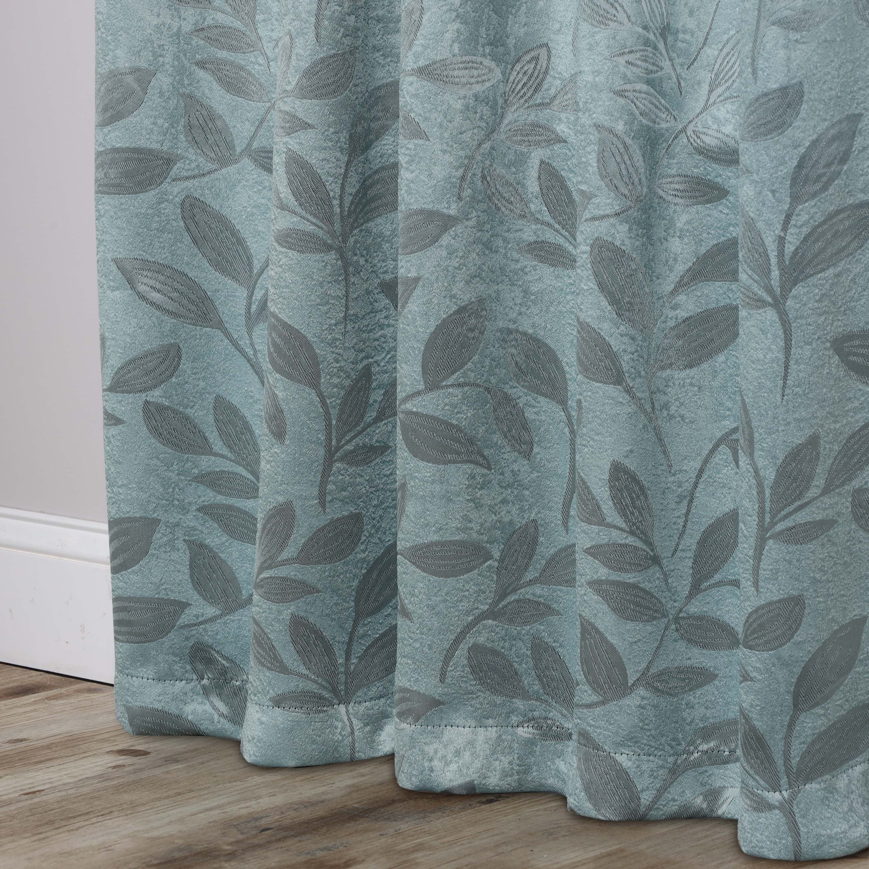 Superior Blackout Leaves Curtains Set of 2, Light Filtering Grommet Curtain Panel Set, Green Lily, 46"W x 63"L