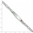 thumbnail image 3 of Bracelet Figaro Semi-Solide en Or Blanc 14K Forme Diamant Rouge Émail ID, 3 of 3