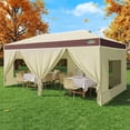 thumbnail image 2 of SANOPY 10' x 20' Pop Up Instant Canopy Tent with Push Center Lock, Air Vent, Removable Sidewalls & Reflective Strips Outdoor Shelter for Party, Camping, Beach, Market, Khaki, 2 of 7