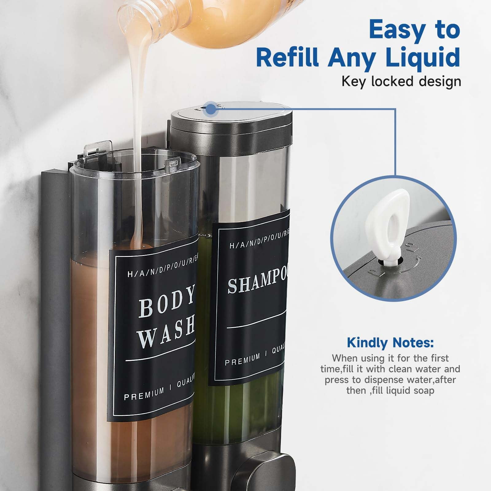 Cqxid Shower Soap Dispenser Shampoo And Conditioner Dispenser 2 No