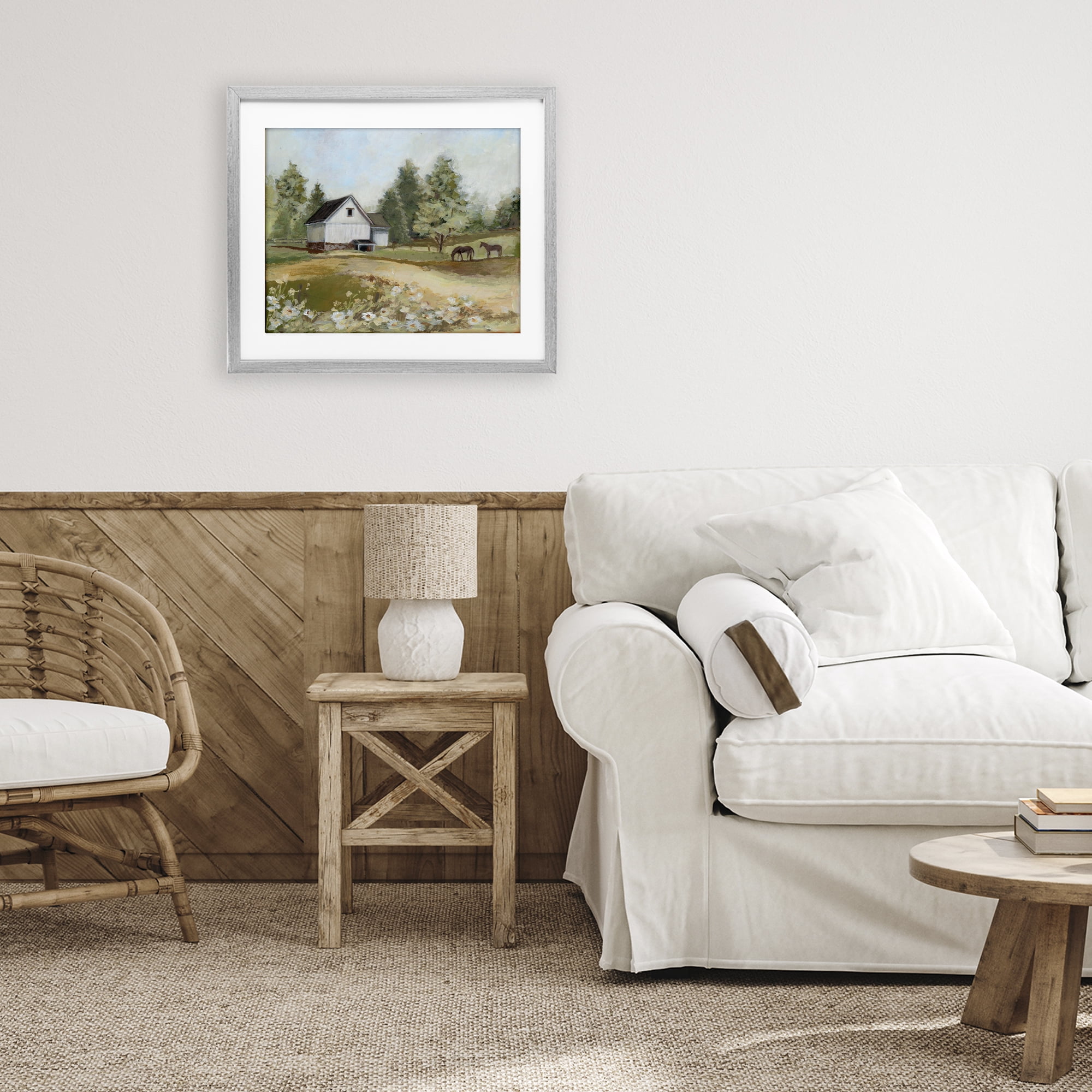 Stupell Industries Barn Field Landscape Gray Framed Print Under Glass, design by Susan Winget