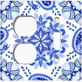 thumbnail image 4 of Metal Light Switch Plate Cover Mandala Blue White Snowflake Tile Pattern MDL088, 4 of 13