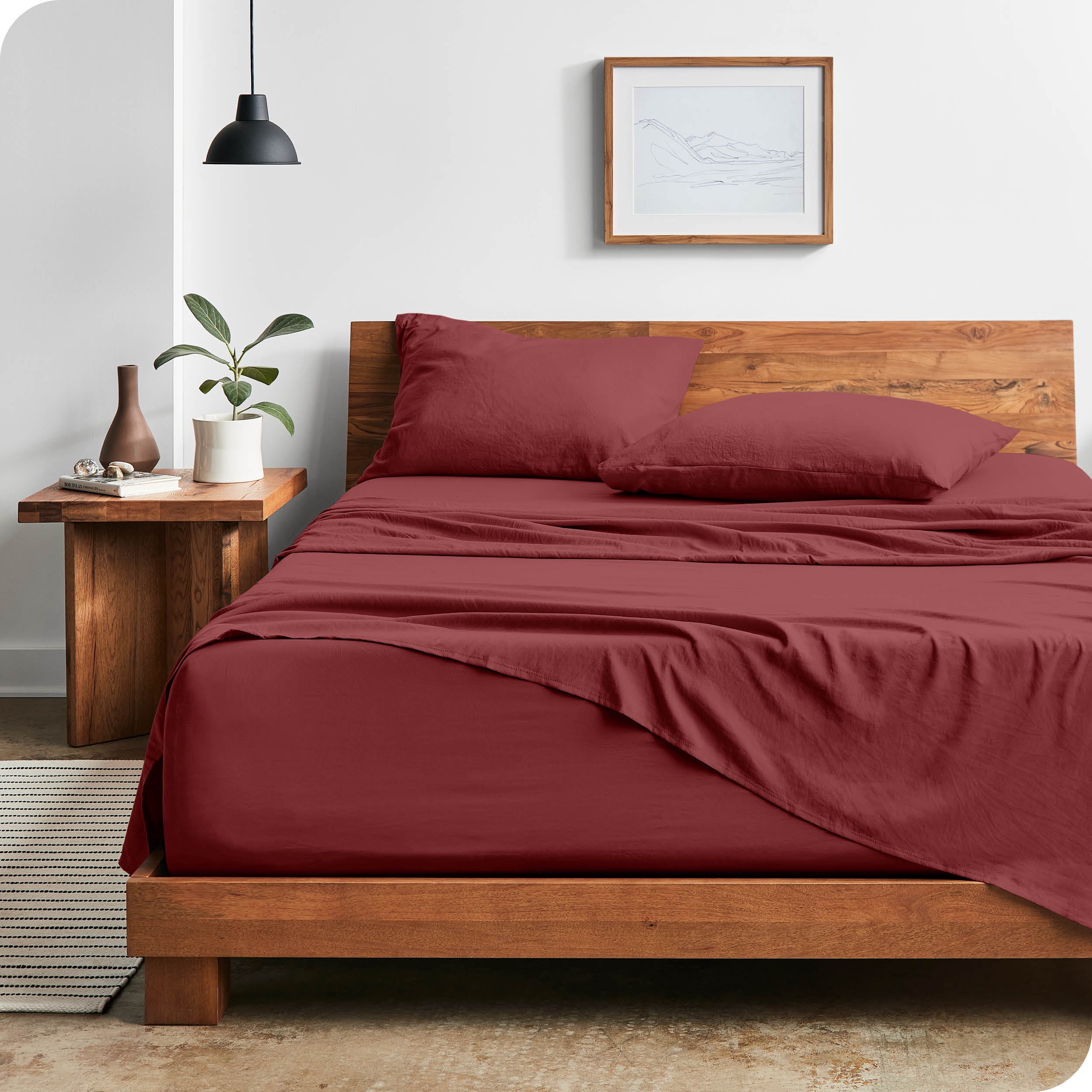 Bare Home Rosewood Sandwashed Microfiber Sheet Set, Wrinkle Resistant, Deep Pocket, King