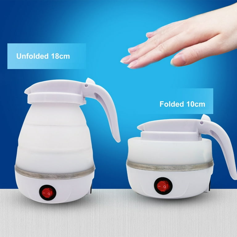 Silicone Foldable Electric Kettle, Compact Traveling Gooseneck Water Heater  Adjustable Voltage Household Kettle, Silver 
