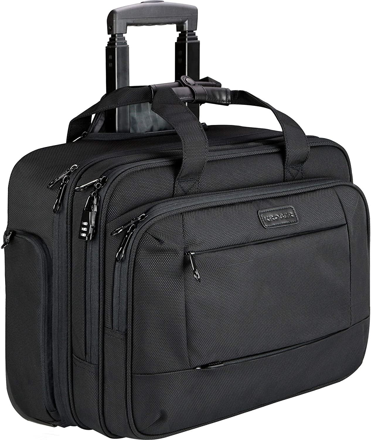 Wheeled Pilot Case Rolling 17.3 Laptop Roller Bag Briefcase Hand Luggage Flight Cabin 