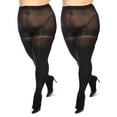 thumbnail image 3 of MeMoi Women's Curvy 2 Pair Pack Solid Control Top Tights - Mens - Male, 3 of 6