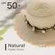 thumbnail image 3 of Sombrero de paja para niños con circunferencia de 52-54 cm, protector solar, guirnalda para exteriores, sombrero de copa plana, sombrero de playa para la playa, sombrero para el sol plegable Beige, 3 of 5