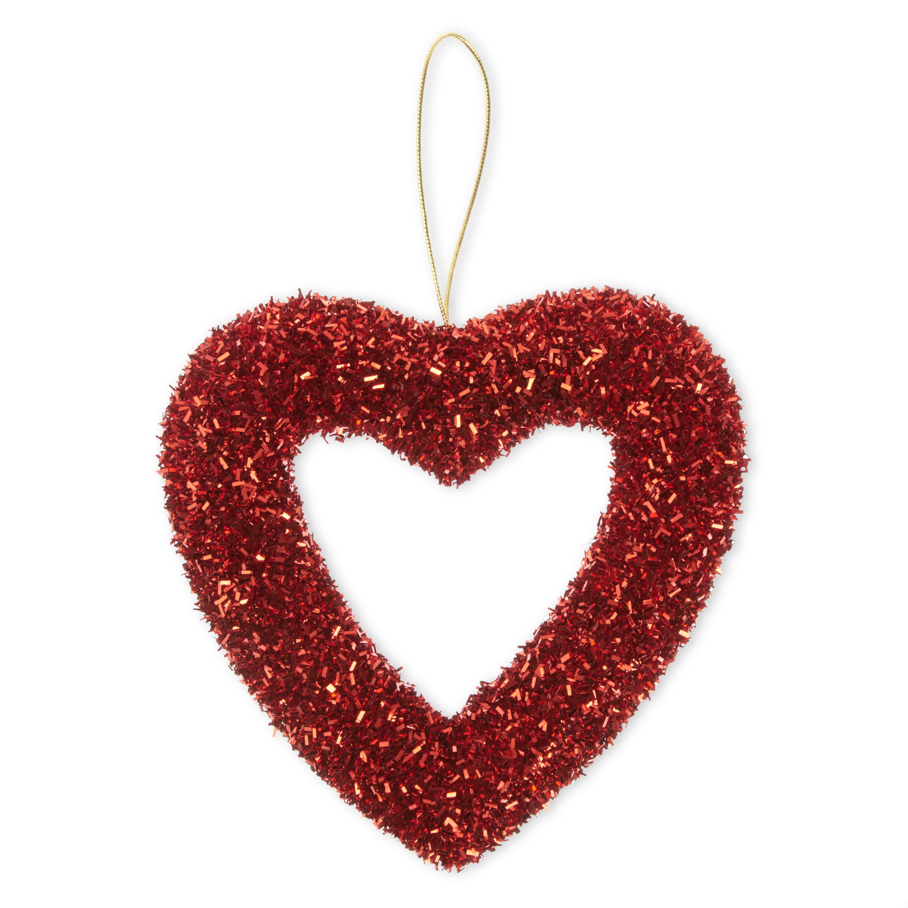 Way To Celebrate Valentine's Day 6inch Height Red Tinsel Heart Wreath