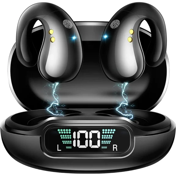 Open Ear Clip Wireless Bone Conduction Earbuds Wireless Bluetooth 5.3 Earbuds, H