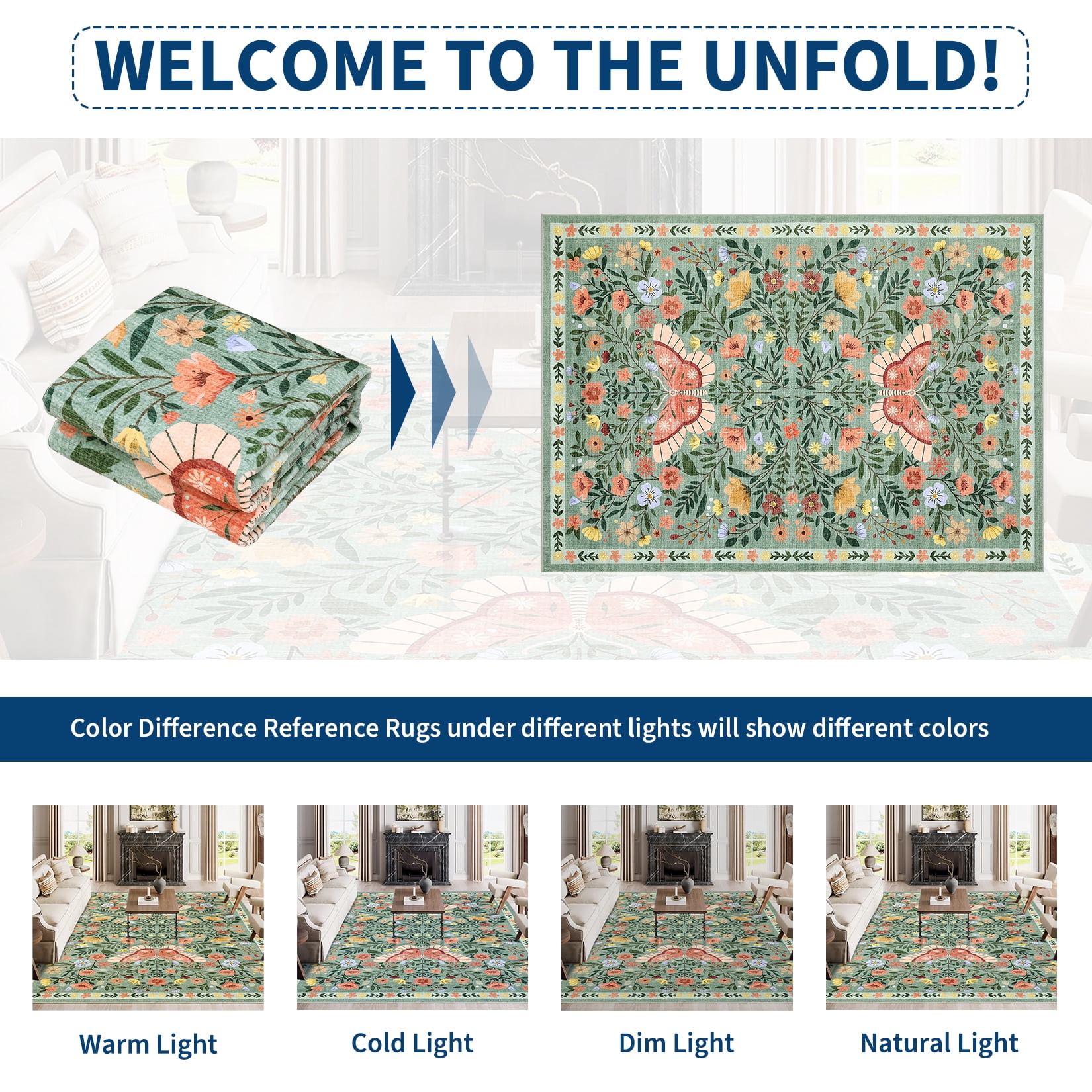 HOMERRY Green Floral Hallway Runner Rug 2x6 Washable Non Slip Throw Carpet