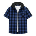 thumbnail image 5 of Xuniizn Mens Button Down Shirts Short Sleeve Plaid Flannel Casual Hoodie Shirt with Pocket Plus Size Soft Cozy Holiday Shirts, S-3XL, 5 of 9