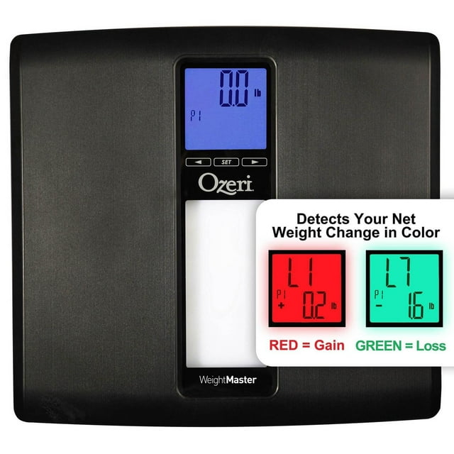 Báscula Digital de Baño WeightMaster II 200 kg de Ozeri con IMC y Detección de Cambio de Peso (Negro