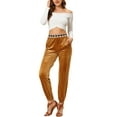 thumbnail image 2 of Allegra K Women's High Elastic Waist Contrast Hearts Velvet Long Jogger Pants, 2 of 5