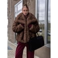 thumbnail image 4 of Womens Faux Fur Coat Faux Fur Jacket Long Sleeve Lapel Furry Winter Jackets Parka Short Coat Chocolate Color S, 4 of 8