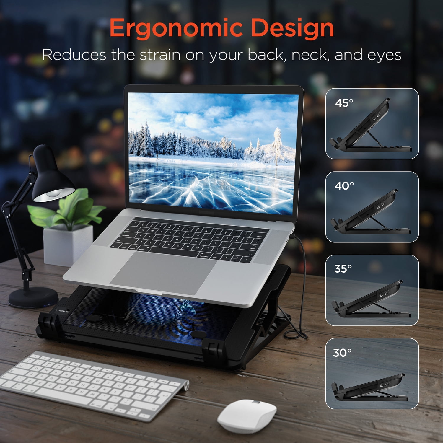 HyperGear 15614 UpRite Air Portable Laptop Cooling Stand Black