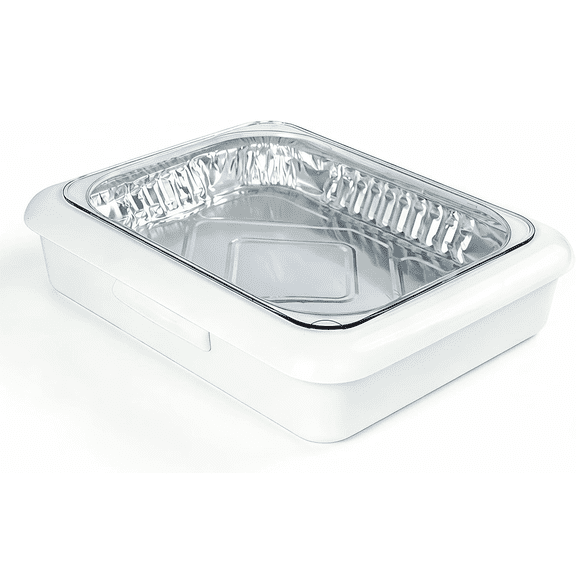 Mobile Food Storage Container with Aluminum Foil Baking Pan Holder Set, 2-in-1 Lidded Food Storage Container, Picnic BBQ Party Essential, Machine Washable