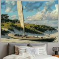 thumbnail image 2 of Orinice Sailboat Beach Trees Tapestry Wall Hanging Unique Style Graphic Tapestries Home Wall Decor Art for Living Room Bedroom Apartment Farmhouse Dorm 60x50inch, 2 of 6