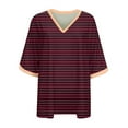 thumbnail image 3 of yillto Women's Basic Tee V Neck Short Sleeve Striped Shirts Casual Baggy Oversized Summer Tunic Tops, 3 of 3