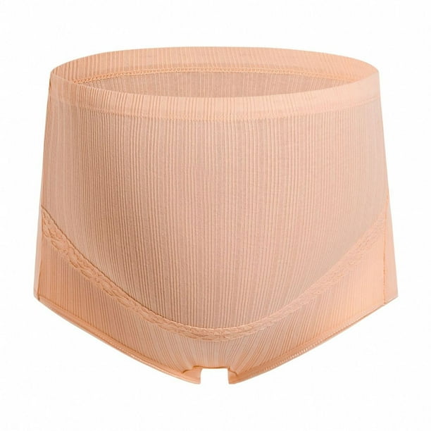 Ropa interior para embarazadas, talla grande, transpirable, cintura alta, abdomen ajustable, bragas de encaje elástico acanalado