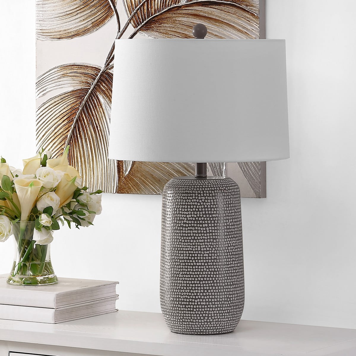 SAFAVIEH Celvin 26 in. Classic Contemporary Table Lamp, Grey/White