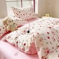 thumbnail image 6 of 3 Pieces Floral Duvet Cover Set King Size Pink Red Rose Pattern Printed Pink Aesthetic Bedding Set, Lightweight & Breathable Perfect for Girls Women, 6 of 6