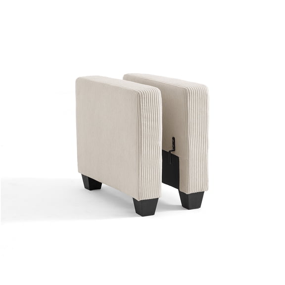 CHIC HOUSE Armrest Module for Modular Sectional Sofa Couch, Combination Side Arm with Corduroy Fabric Connector for Middle Seat/Chaise/Ottoman, Beige