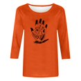 thumbnail image 4 of Heisall Women's Spring Autumn Tops 3/4 Sleeve Round Neck Casual Fashion Blouses Orange Festival Print Shirts, 4 of 4