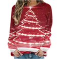 thumbnail image 3 of Feancey Women's Christmas Tree Sweatshirts Xmas Casual Crewneck Long Sleeve Tunic Tops Fall Winter Fashion Holiday Pullover Blouse Red XL, 3 of 7