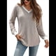 thumbnail image 2 of Camisas de Larga con Cuello en V y Bloques de Color para Mujer: Suéteres Túnica Ligeros Informales de Otoño, Conjuntos de Moda. Caqui S, 2 of 10
