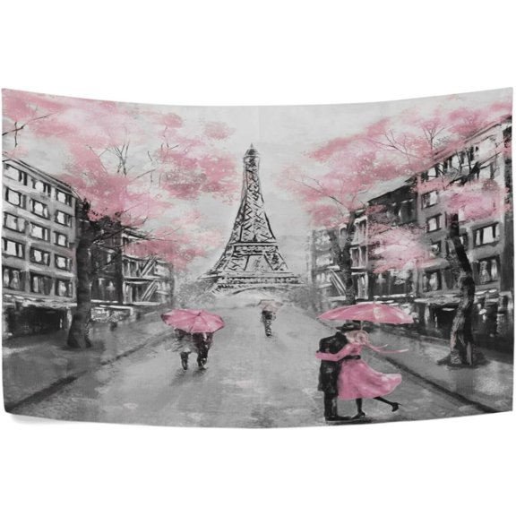 FREEAMG Pink Paris Tower Tapestry Aesthetic Tapestry Wall Hanging for Home Decor 60" x 51" Inches