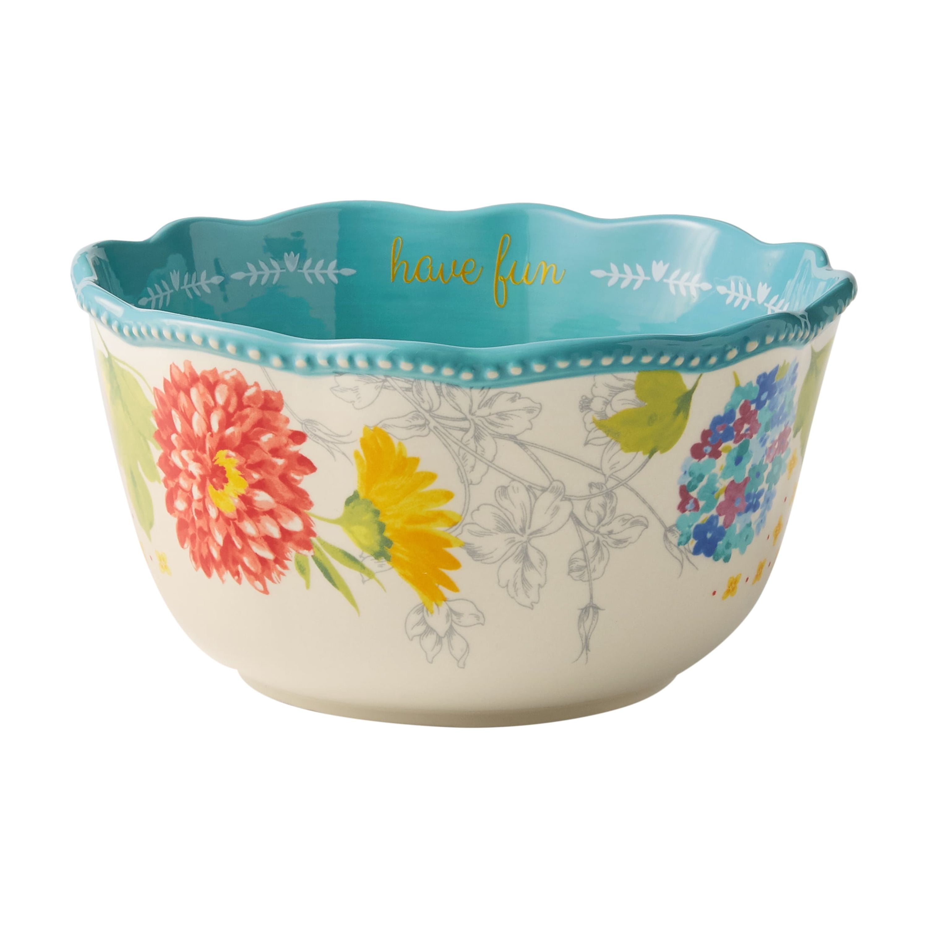 The Pioneer Woman Sweet Rose Sentiment Stoneware Serving Bowls, 3-Piece Set