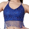 thumbnail image 3 of Top corto con flecos para danza del vientre, lentejuelas ajustables, profesional, para mujer Azul oscuro, 3 of 8